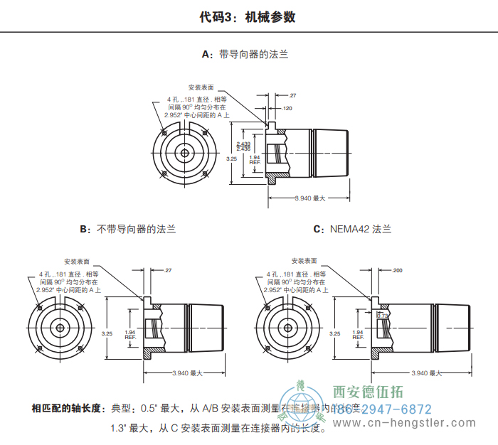 HC26標(biāo)準(zhǔn)光電增量編碼器外形及安裝尺寸(機(jī)械參數(shù)) 美國(guó)Dynapar(丹納帕)編碼器